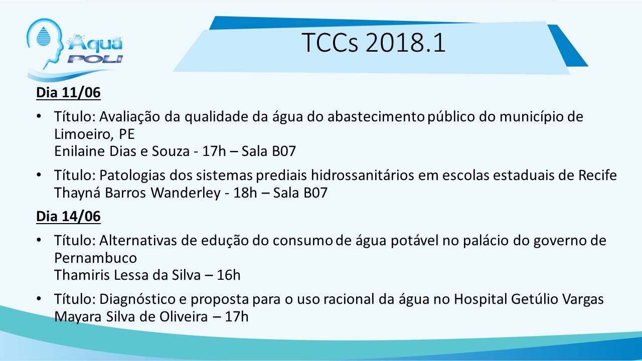Apresentação de TCCs Aquapoli 2018.1